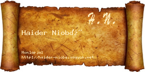 Haider Niobé névjegykártya